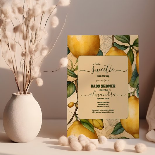 Invitation Citrus citron Baby shower neutre