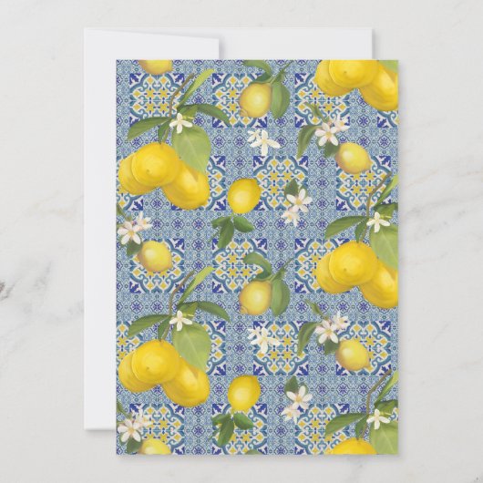 Invitation Citrus citron bleu floral Carrelage Mariage d'aqua (Dos)