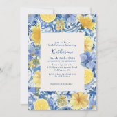 Invitation Citrus citron bleu italien douche nuptiale (Devant)