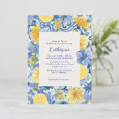Invitation Citrus citron bleu italien douche nuptiale (Debout devant)