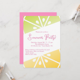 Invitation Citrus citron citron citron citron jaune rose