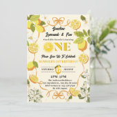 Invitation Citrus citron été Lemonade 1er anniversaire fête (Debout devant)