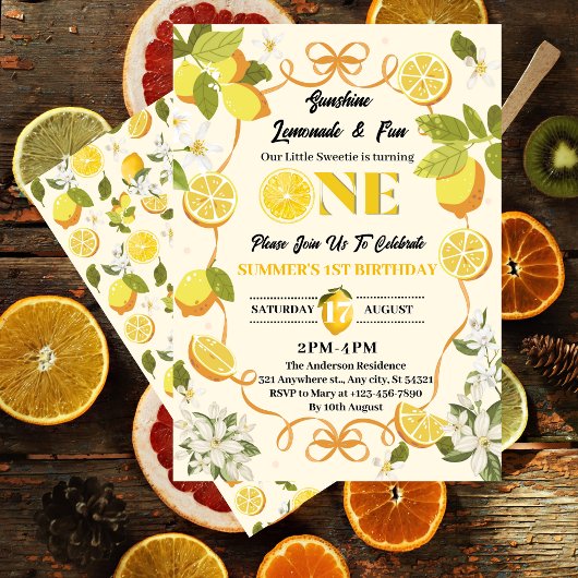 Invitation Citrus citron été Lemonade 1er anniversaire fête