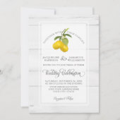 Invitation Citrus citron Floral Jaune Blanc Gris Mariage (Devant)