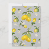 Invitation Citrus citron gris floral Mariage blanc jaune (Dos)
