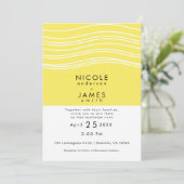 Invitation Citrus Citron jaune et blanc Vague moderne Mariage (Debout devant)