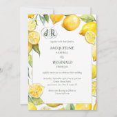Invitation Citrus citron moderne Vibrant Gras Monogramme Mari (Devant)