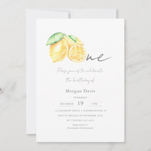 Invitation Citrus citron Squeeze Été Bébé Premier anniversair (Devant)