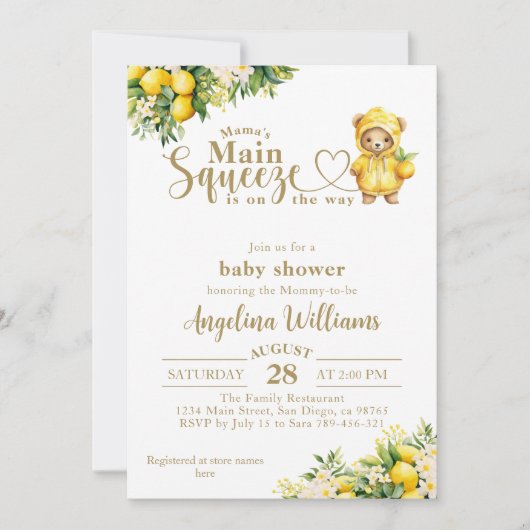 Invitation Citrus Citrus Été Baby shower neutre pour les homm (Devant)