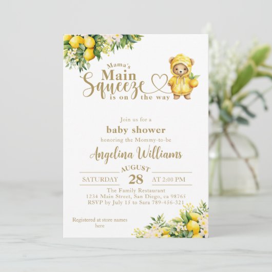 Invitation Citrus Citrus Été Baby shower neutre pour les homm (Debout devant)