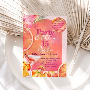Invitation Citrus Cocktail Tropical Disco Arche Anniversaire