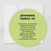 Invitation Citrus coloré Trancher Lime Anniversaire (Dos)