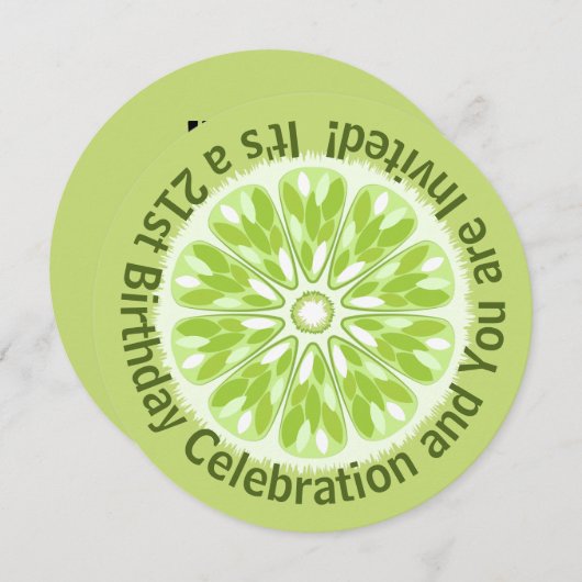 Invitation Citrus coloré Trancher Lime Anniversaire (Devant / Derrière)