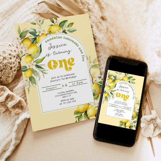 Invitation Citrus de citron Méditerranée 1er anniversaire