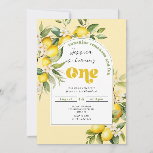 Invitation Citrus de citron Méditerranée 1er anniversaire (Devant)