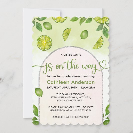 Invitation Citrus de citron vert frais Baby shower neutre (Devant)
