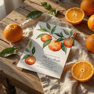 Invitation Citrus Engagement Orange Méditerranéen