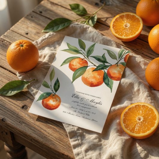 Invitation Citrus Engagement | Orange Méditerranéen