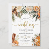 Invitation Citrus et cannelle d'hiver Mariage de Noël (Devant)