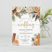 Invitation Citrus et cannelle d'hiver Mariage de Noël (Debout devant)
