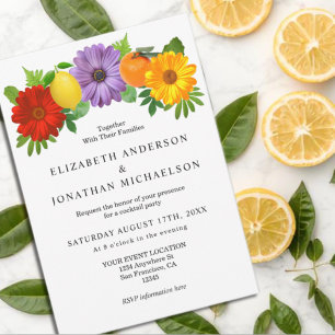 Invitation Citrus Floral Garden Mariage Cocktail Party