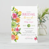 Invitation Citrus Floral Rose Orange Bridal Brunch Douche (Debout devant)