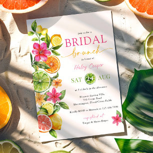 Invitation Citrus Floral Rose Orange Bridal Brunch Douche