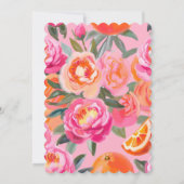 Invitation Citrus floral vert brillant Orange douche nuptiale (Dos)