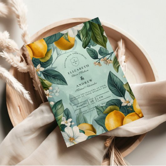 Invitation Citrus Garden Botanical Wedding