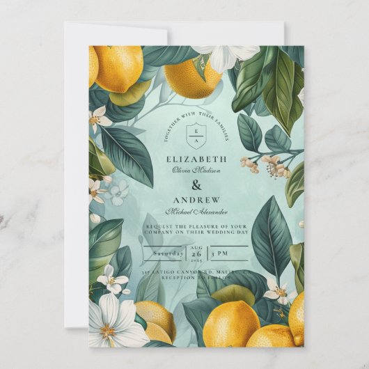 Invitation Citrus Garden Botanical Wedding (Devant)