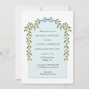 Invitation Citrus garland Arch bleu pâle Douche nuptiale