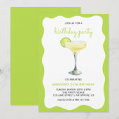 Invitation Citrus Green Chic Wavy Summer Cocktail Birthday (Devant / Derrière)