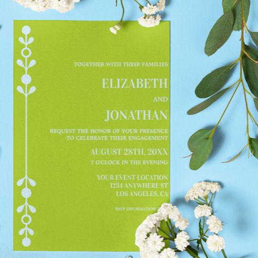Invitation Citrus Green & Coastal Blue Engagement Party