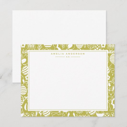 Invitation Citrus Green Easter Egg Frame Note Card (Devant / Derrière)