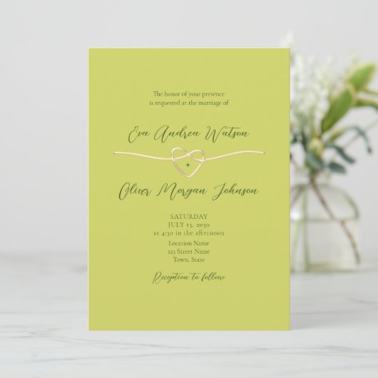 Invitation Citrus Green Photo QR Code Wedding (Debout devant)
