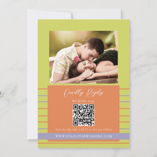 Invitation Citrus Green Photo QR Code Wedding (Dos)