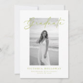 Invitation Citrus Green Script Photo Graduation Announcement  (Devant)