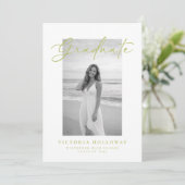 Invitation Citrus Green Script Photo Graduation Announcement  (Debout devant)