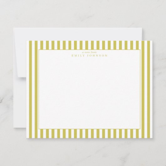 Invitation Citrus Green Striped Note Card (Devant)