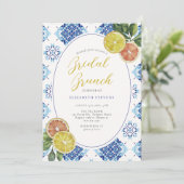 Invitation Citrus Italien Bleu Carrelage Moderne Fête des mar (Debout devant)