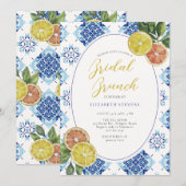 Invitation Citrus Italien Bleu Carrelage Moderne Fête des mar (Devant / Derrière)