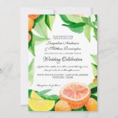 Invitation Citrus Kumquat Lemons Orange Verdure Aquarelle (Devant)
