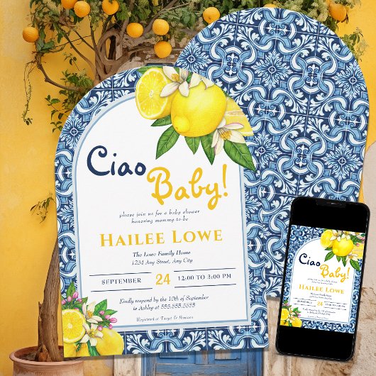 Invitation Citrus Lemon Baby shower de la côte amalfitaine