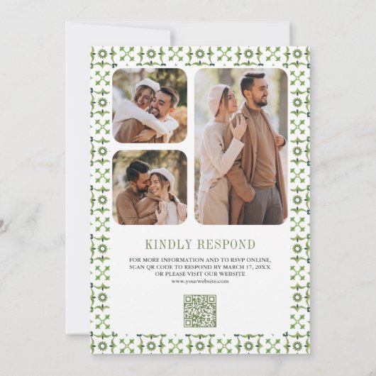 Invitation Citrus Lemon Orchard Photo Collage QR Code Mariage (Dos)