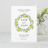 Invitation Citrus Lemon Wreath Mariage jaune Enregistrer les  (Debout devant)