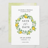 Invitation Citrus Lemon Wreath Mariage jaune Enregistrer les  (Devant / Derrière)