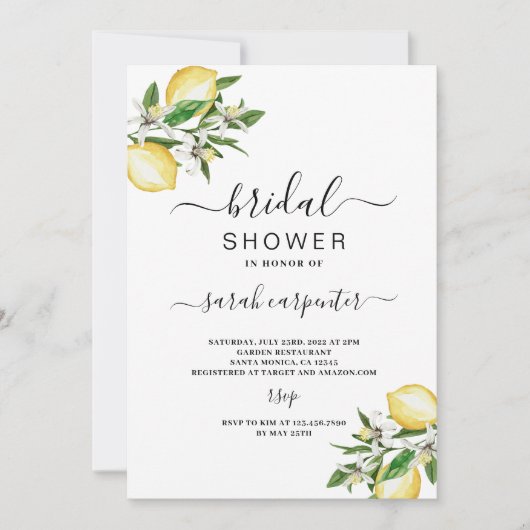 Invitation Citrus Lemons Bridal Shoe (Devant)