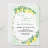 Invitation Citrus Lemons Gold Frame Mint Baby shower de lavag (Devant)