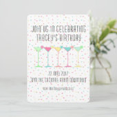 Invitation Citrus Martini Cocktail Party Confetti Black White (Debout devant)