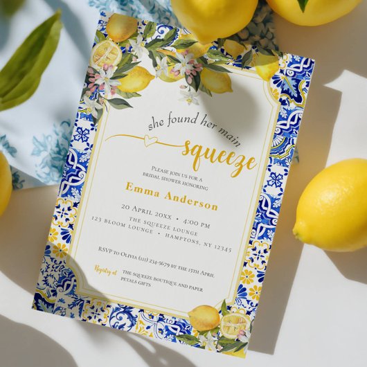 Invitation Citrus Mediterranean Main Squeeze Bridal Shower In